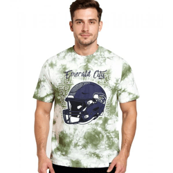 RE:COVERED X NFL Seattle Seahawks Herren T-Shirt mit Logo-Print Baumwoll-Shirt Rundhals-Shirt RCNFL1389 Grün