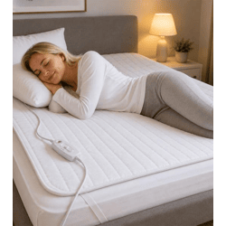 sanitas SWB 26 Wärmeunterbett aus weichem Vlies mit praktischen Fixierungsbändern 3 beleuchtete Temperaturstufen 150 x 80 cm Weiß