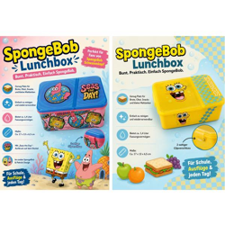 SpongeBob Schwammkopf Brotdose Brot-Aufbewahrungsbox ca. 1,4 Liter Lunchbox mit Patrick Star-Motiv in Rosa/Blau oder mit SpongeBob-Motiv Ge