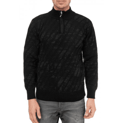 Sportiver Herren Stehkragen-Pullover mit 1/2-Zipper Feinstrick-Sweater 13444 Schwarz