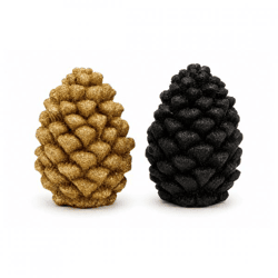 Statue Jingle Tannenzapfen schwarz/gold 10 cm 2 Stück sortiert