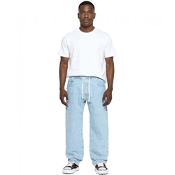 stylische Herren Jeans im Jogger-Stil Denim-Hose Baggy Leg mit Bindeband BR-12000-300 Hell-Blau