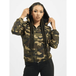 stylische Urban Classics Damen Jacke große Kapuze Kordelzug 78 g/m² Camouflage