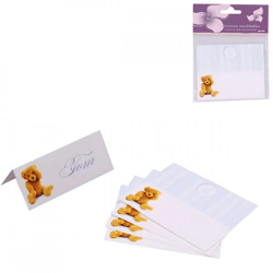 Tischkarten Baby Shower Teddybär blau 10 cm 5 Stk.