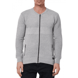 Trendige Herren Strick-Jacke im College-Look Sweat-Jacke Pullover 13337 Grau