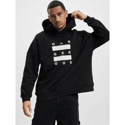 Soft Dangerous DNGRS Men's Hoodie with Large Hood and Drawstring, Cotton, Black