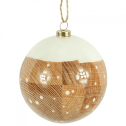 Wilko Weihnachtskugel Holzmaserung 8 cm