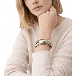 Timeless Calvin Klein Fluid Women's Stainless Steel Bangle—Elegant Arm & Wrist Jewelry, Size XS, KJ3MD0001, Silver