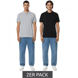 2er Pack klassisches BLEND Herren Poloshirt aus Baumwolle Shirt 20718074-204241 Grau/Schwarz