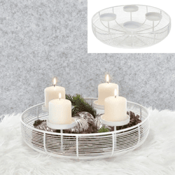 Advent wreath, round, white, approx. 37 cm