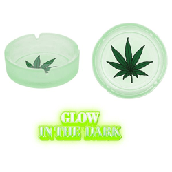Aschenbecher Weed, Glow in the Dark, aus Glas 