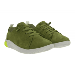 Bequeme KEEN Knx Lace Fig/Star Kinder Barfußschuhe mit Eco Anti-Odor-Technologie Echtleder-Schuhe Freizeit-Schuhe 1030119 Oliv-Grün