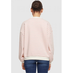 bequemes Urban Classics Damen Sweatshirt Rippbündchen Oversize 300 g/m² mit Baumwolle Weiß/Rosa