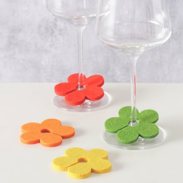 Boltze Glasmarker Prilio Filz 7 cm, 4er-Set