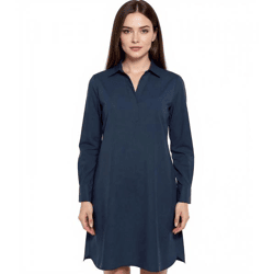 BOYSEN´S Damen Kleid modisches Blusen-Kleid Langarm aus reiner Baumwolle 66338030 Dunkelblau