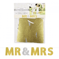 Buchstabengirlande Mr & Mrs gold/silber 365 cm