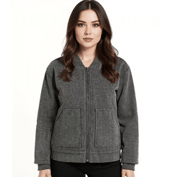 Damen Bomber-Jacke aus Woll-Mix Blouson mit aufgesetzten Taschen Übergangs-Jacke 952374 Grau