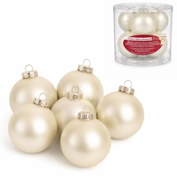 Deco Heitmann Weihnachtskugeln „Pearl“, 8 cm, 6er-Set