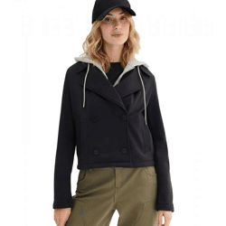  extravagante Damen Übergangs-Jacke mit abnehmbarem Kapuzen-Einsatz 969863 Schwarz/Grau