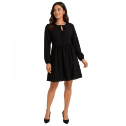 feminines Damen Kleid mit femininer Silhouette Ausgeh-Kleid Langarm-Kleid 943846 Schwarz