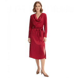 feminines Damen Midi-Kleid aus glänzendem Satin Ausgeh-Kleid 957586 Rot
