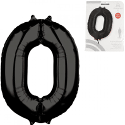 Folienballon Nummer 0 schwarz 66 cm