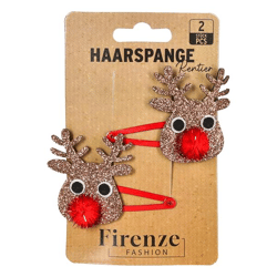 Haarspange, Klammer, Rentier, Glitzer, 2er Set