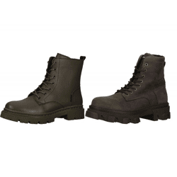 Hochwertige BULLBOXER Damen Stiefelette Schnürschuhe Echtleder-Schuhe in Oliv-Grün oder Braun
