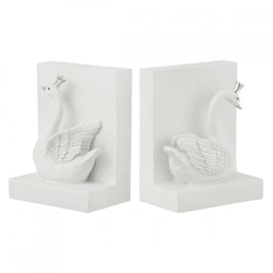 J-Line Buchstütze „Schwan“, weiß, 14 cm, 2er-Set