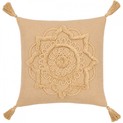 J-Line kussen Bloem beige 43 x 43 cm