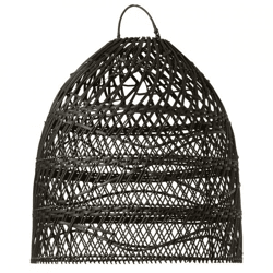 J-Line Lampenschirm „Wellen“ aus Rattan, schwarz, 45 cm