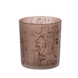 J-Line Teelichthalter „Faces“, braun, 8 cm