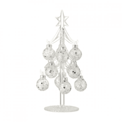 J-Line Weihnachtsbaum aus Glas mit Glitzer, 20 cm