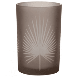 J-Line Windlicht aus Palmblättern, Rauchglas, 17,5 cm