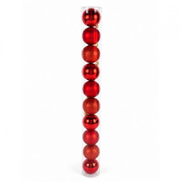 Weihnachtskugeln, rot, 6 cm, 10er-Set