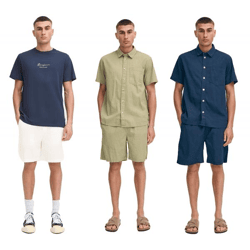 klassische SOLID SDLiam Seersucker Herren Shorts mit Label-Detail Freizeitshorts 21108637 Grün, Weiß oder Blau