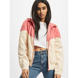 lässige Urban Classics Damen Jacke große Kapuze Taschen 68 g/m² Rosa/Beige