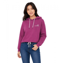 lässiger KangaROOS Damen Hoodie mit Kordelzug an Kapuze und Saum Kapuzen-Sweater Baumwoll-Pullover Violett