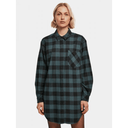 leichtes Urban Classics Damen Kleid Oversize 125 g/m² mit Baumwolle Petrol-Blau/Schwarz