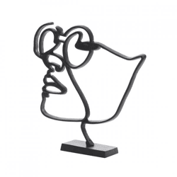 Licht & Wohnen Skulptur Gesicht mattschwarz 35 cm
