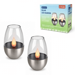 Mannsberger Solar-LED-Kerzen, 10 cm, 2er-Set