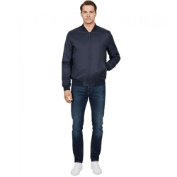 Maserati Herren Herren Bomber-Jacke mit Maxi-Trident Logo-Print Motorsport Frühlings-Jacke Dunkelblau