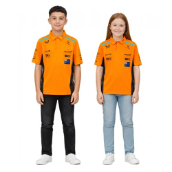  McLaren Formula 1 Oscar Piastri F1 Team Kinder Polo-Shirt mit Sponsorenlogos Kurzarm-Shirt Sport-Shirt TJ5319 Orange
