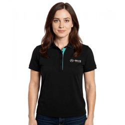 Mercedes-Benz AMG Petronas F1 MAPF1 Polo Damen Baumwoll-Shirt Polo-Shirt mit Team-Logos und farblichen Akzenten Kurzarm-Shirt 701227044 001