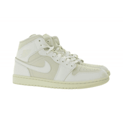NIKE Air Jordan 1 Mid Damen Sneaker Echtleder Turnschuhe Mid-Top Sneaker BQ6472-201 Weiß/Hellbraun/Beige
