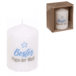 Out of the Blue Stumpenkerze „Bester Papa der Welt“ 6 x 8 cm