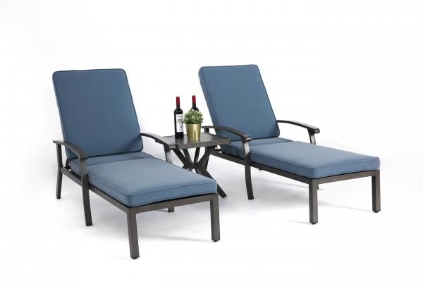Outdoor‑Gartenset Aluminium‑Liegestühle‑Set 3‑teilig