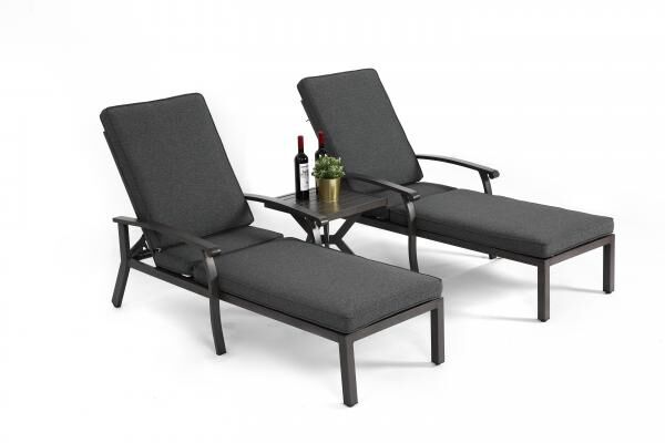 Outdoor‑Gartenset Aluminium‑Liegestühle‑Set 3‑teilig
