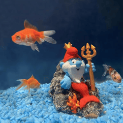 Papa Schlumpf als Neptun - Deko-Figur