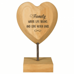 Paper Dreams Holzherz mit der Aufschrift „Family, where life begins“, 18 cm